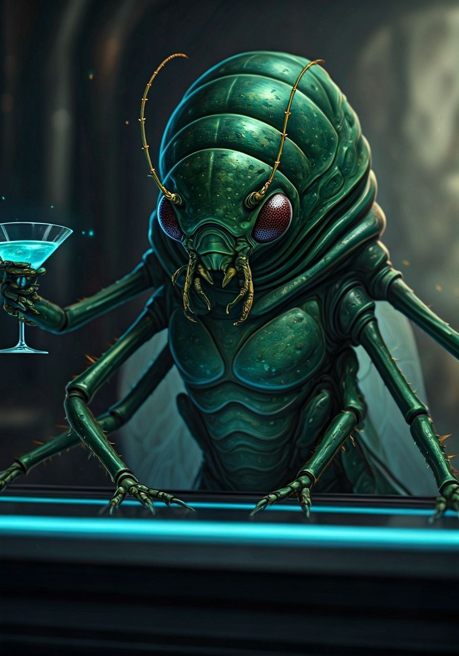 Insect Bartender Serves Glowing Drinks at Futuristic Bar