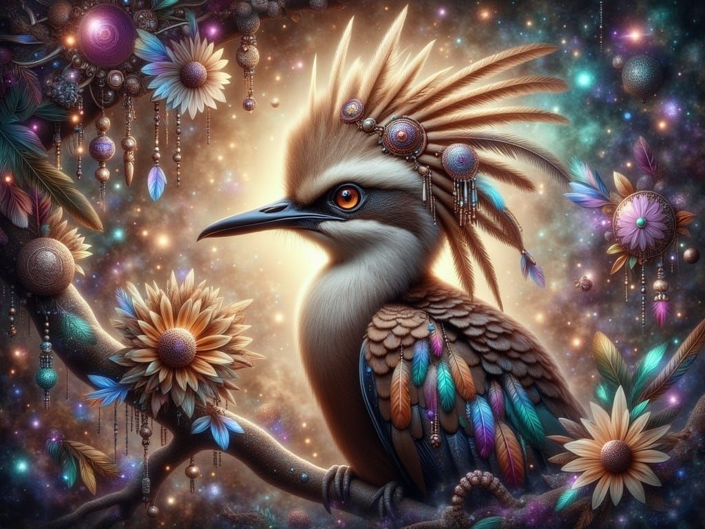 Surreal Hoopoe in Mystical African Landscape