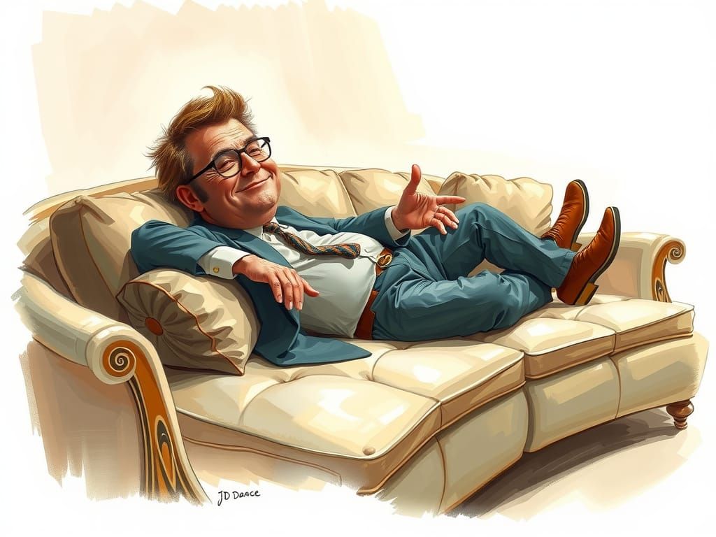 Man Lounging: A Detailed Digital Caricature