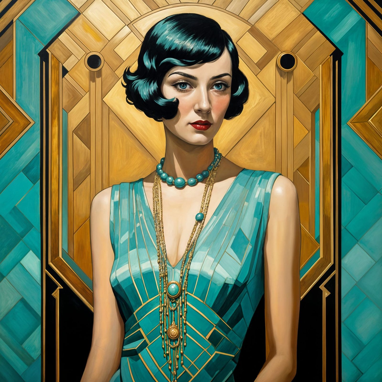 Art Deco Woman in Flapper Dress, Dali Style