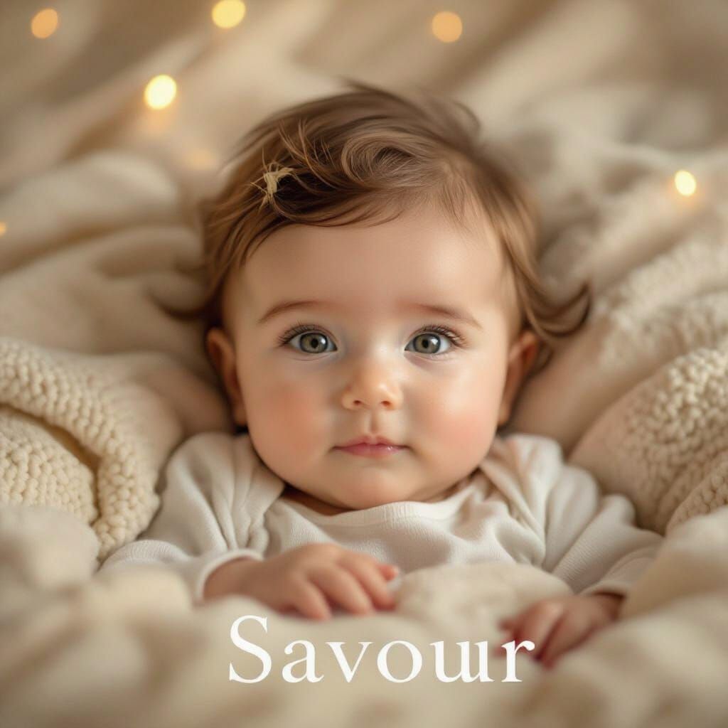 Wise Baby in Golden Glow, Luxury Photorealistic Style