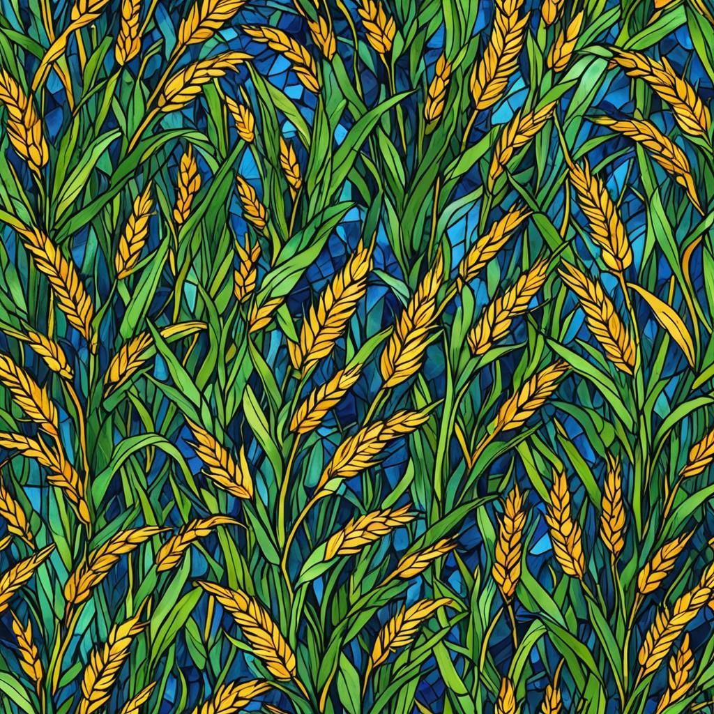Wheat Field Stained Glass in Abstract Style