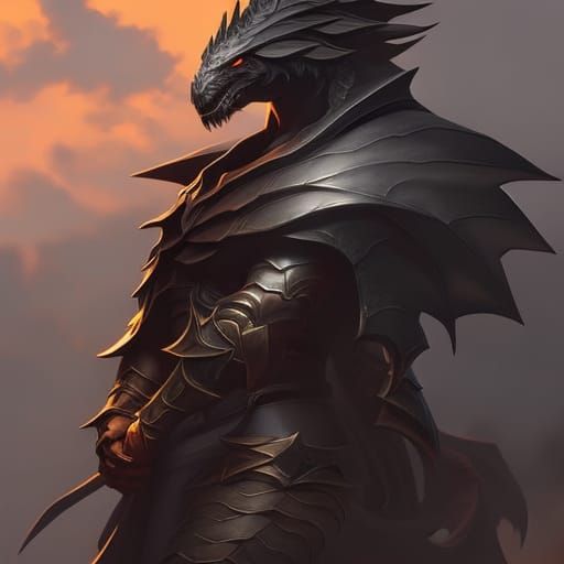 Black Dragon Portrait in Fantasy Concept Art