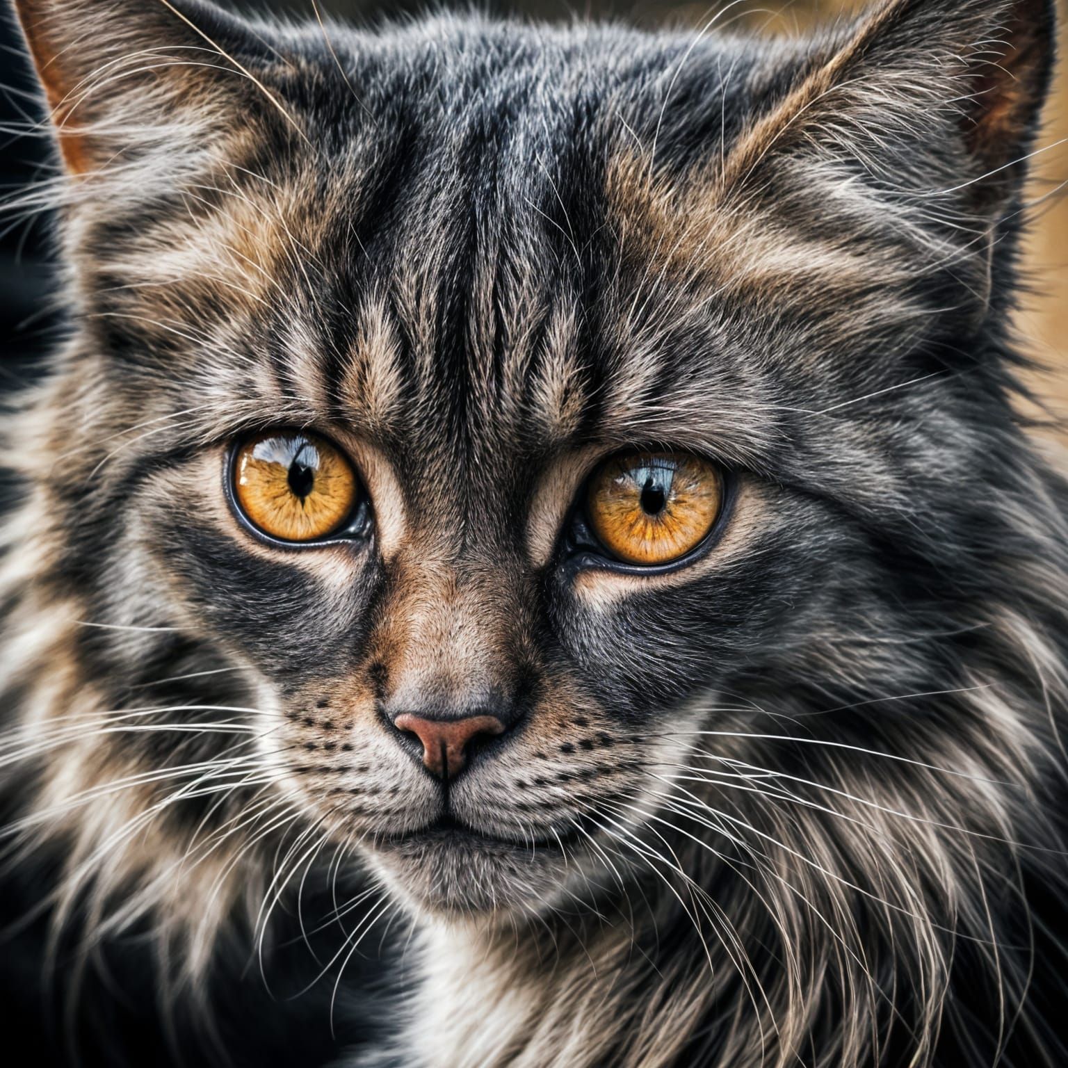 Hyperrealistic Close-Up of a Stray Cat