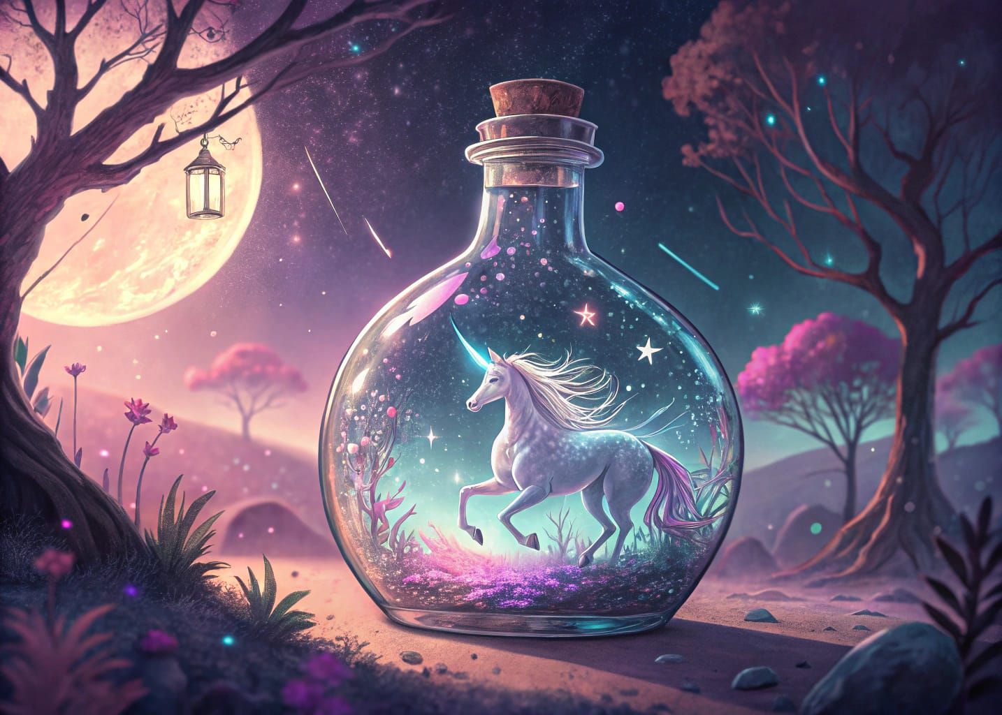 Mystical Elixir Vial in Dreamlike Setting