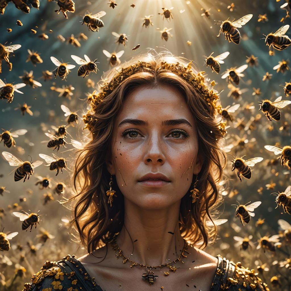 Bee Queen Portrait in Golden Light