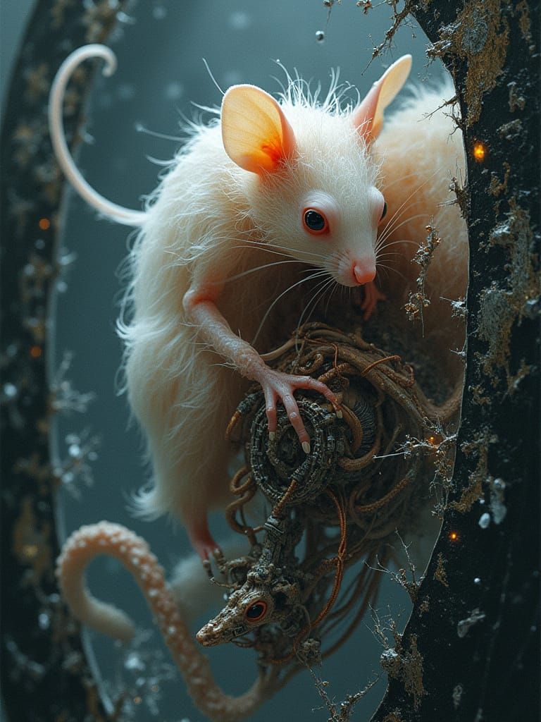 Ethereal Bio-Robot Confronts Dark Shadows in a Fractured Dre...