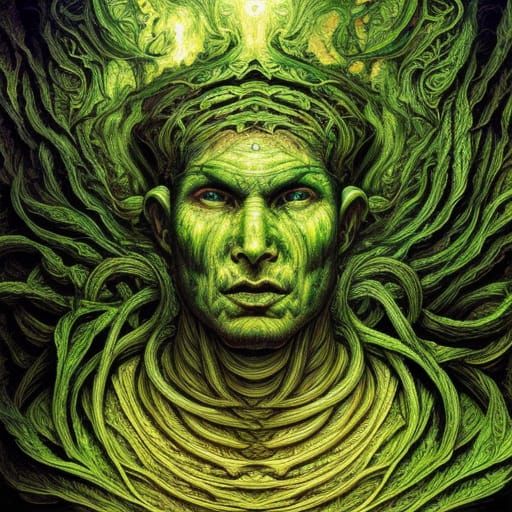 Lovecraftian Spinach God Digital Illustration