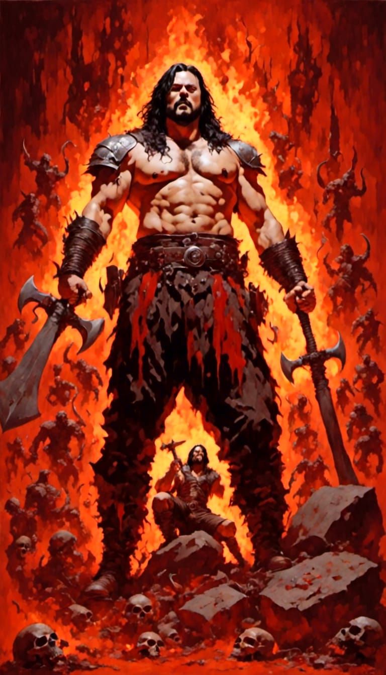 Blood Soaked Barbarian Screaming After Battle