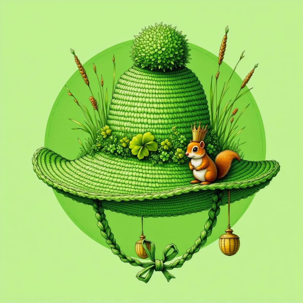 "Mossy Grassy Reedy Clovery Bobbley Hat"