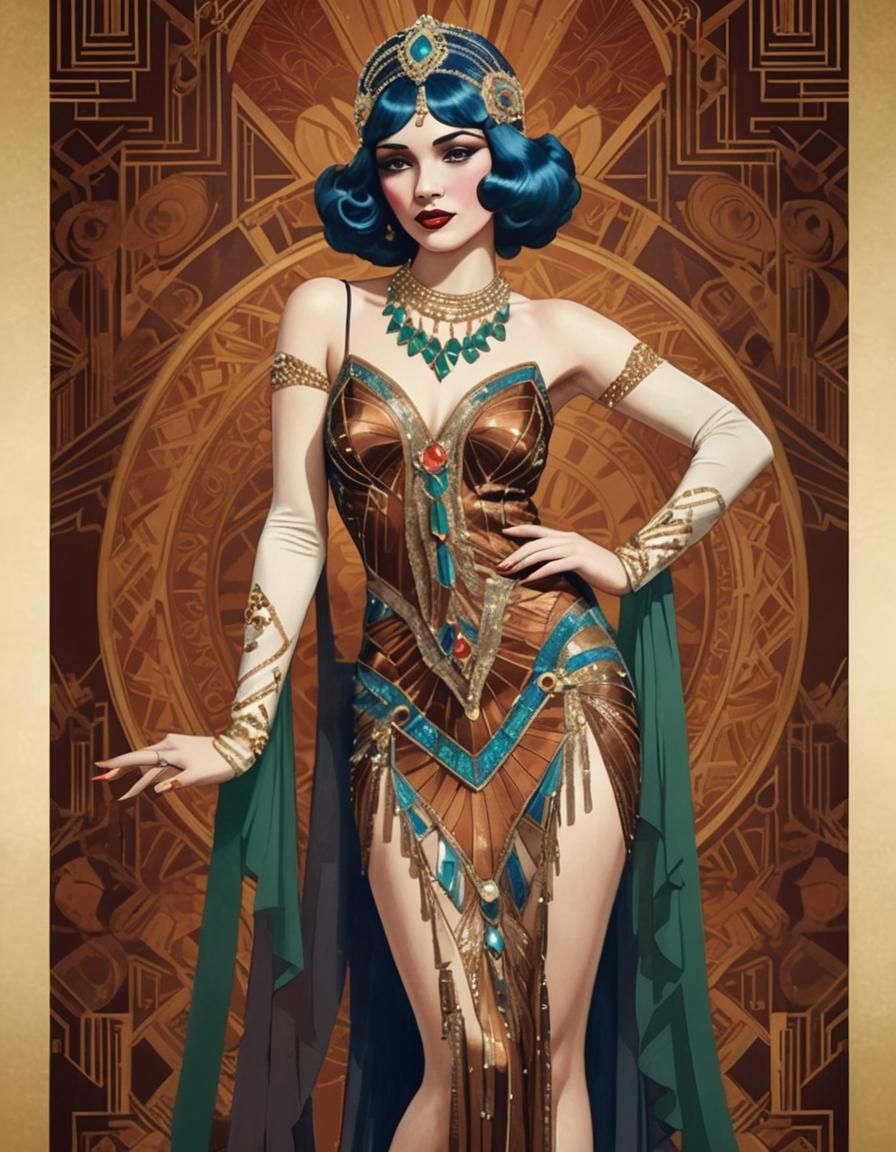 Art Deco Burlesque Dancer in 1920s Style