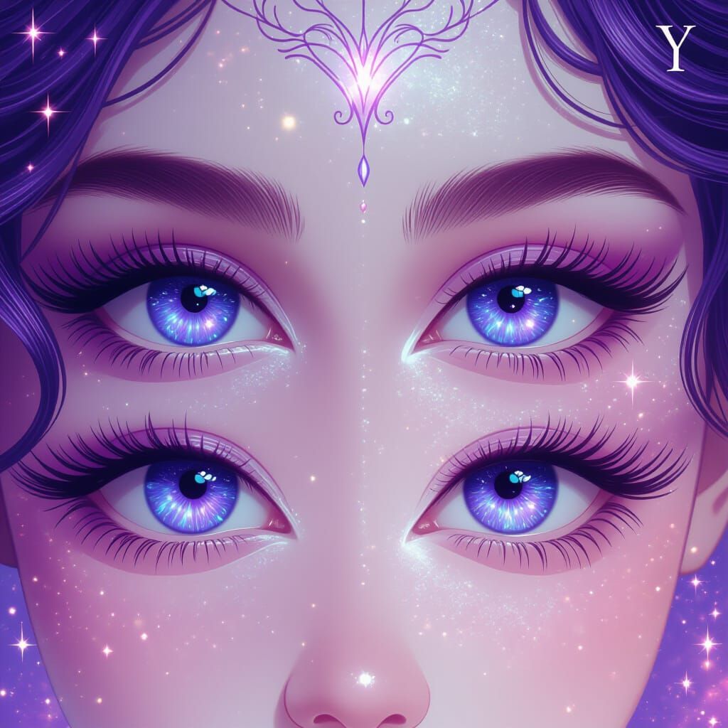 Dreamy Cosmic Irises with Star Dust in Ornate Style