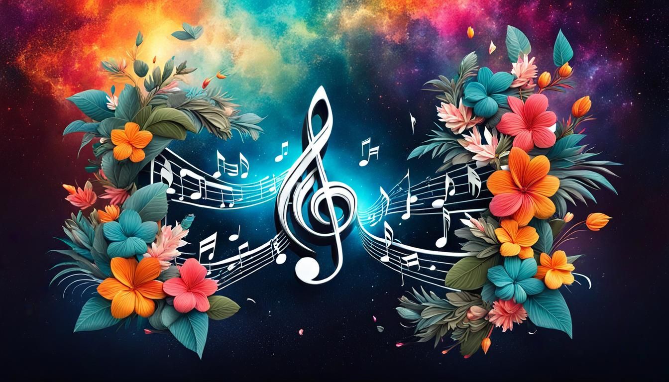 Musical Notes in Fantasy Thai Art Double Exposure