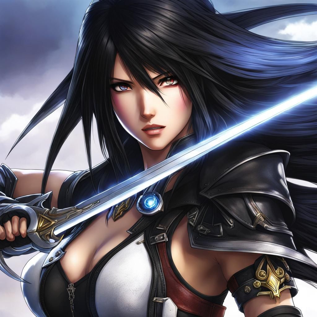 Anime Warrior Ready for Battle in Manga Style