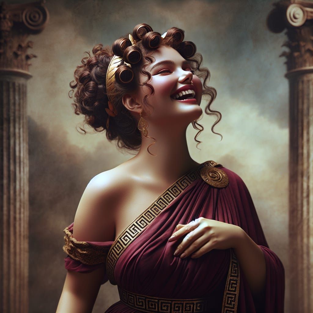 Greek Goddess of Merriment in Hyperrealistic Digital Oil Pai...