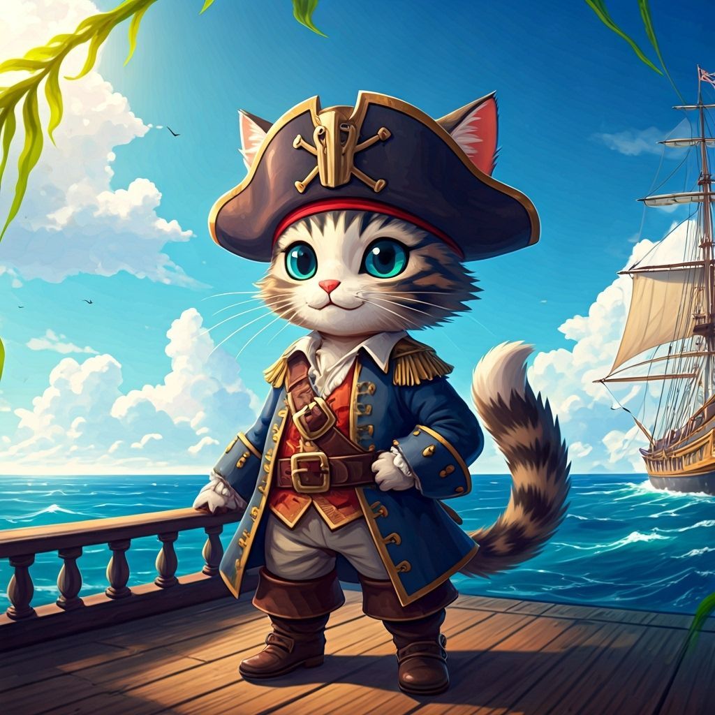 Anime Cat Pirate on the High Seas