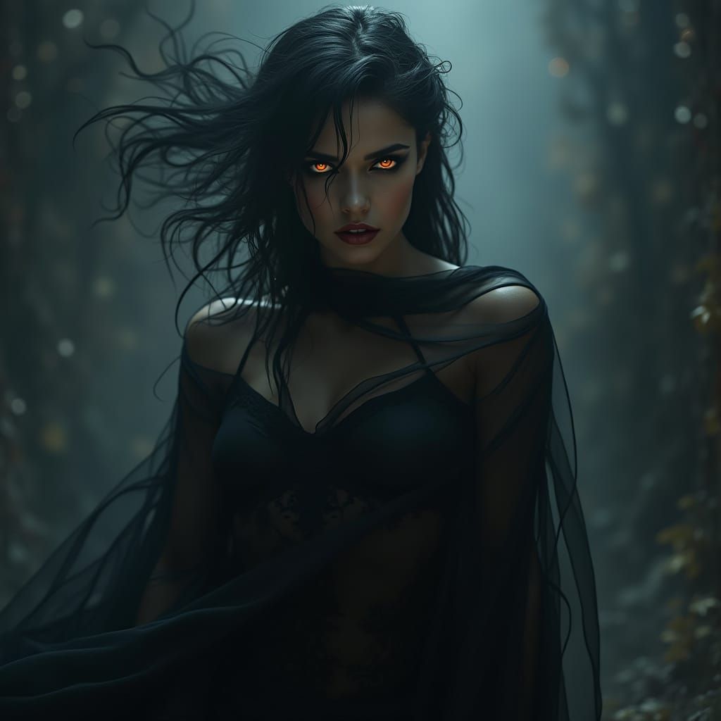 Seductive Shadow Entity in Gothic Dreamscape
