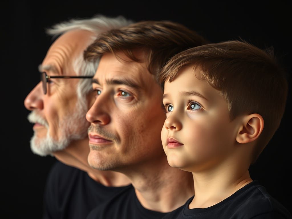 Layered Family Portrait in Warm Studio Light