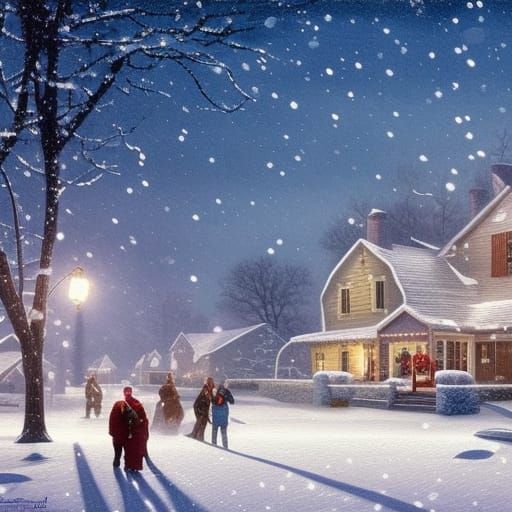 Winter Snow Storm Over New York Farmhouse