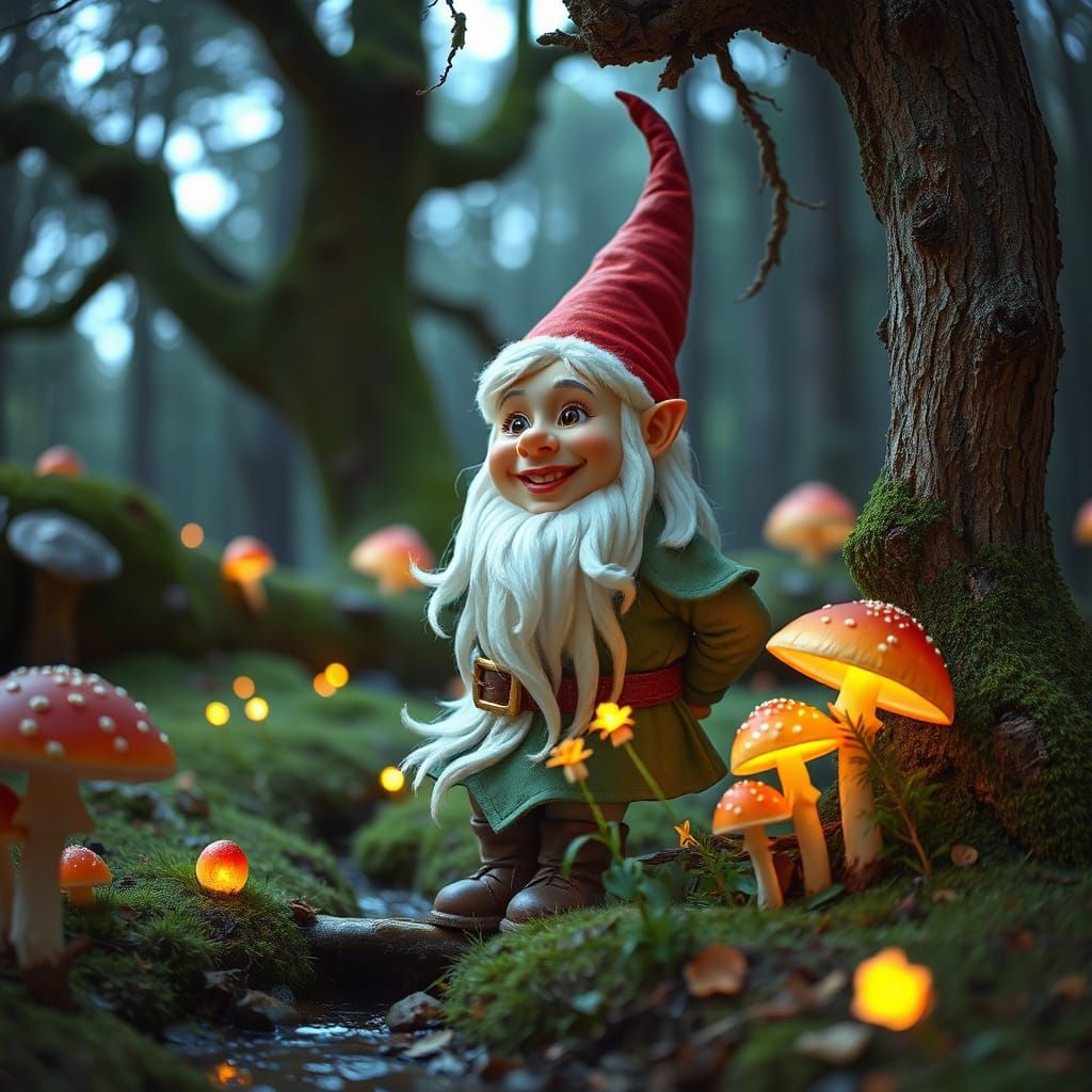 Gnome in Enchanted Forest Fantasy Art