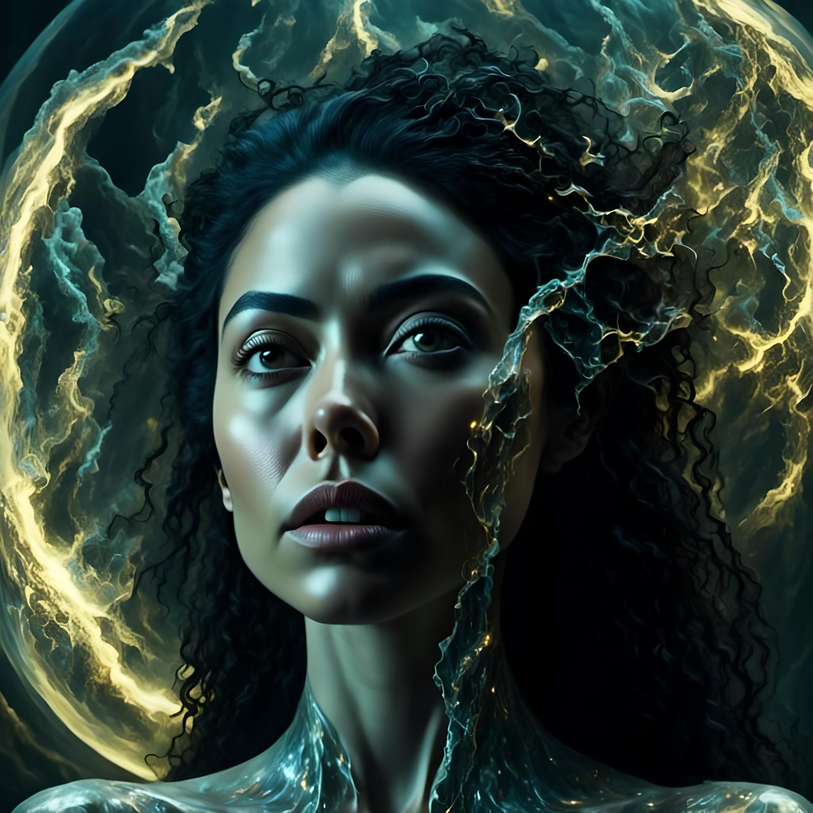 Eerie Black and White Portrait with Dark and Moody Style