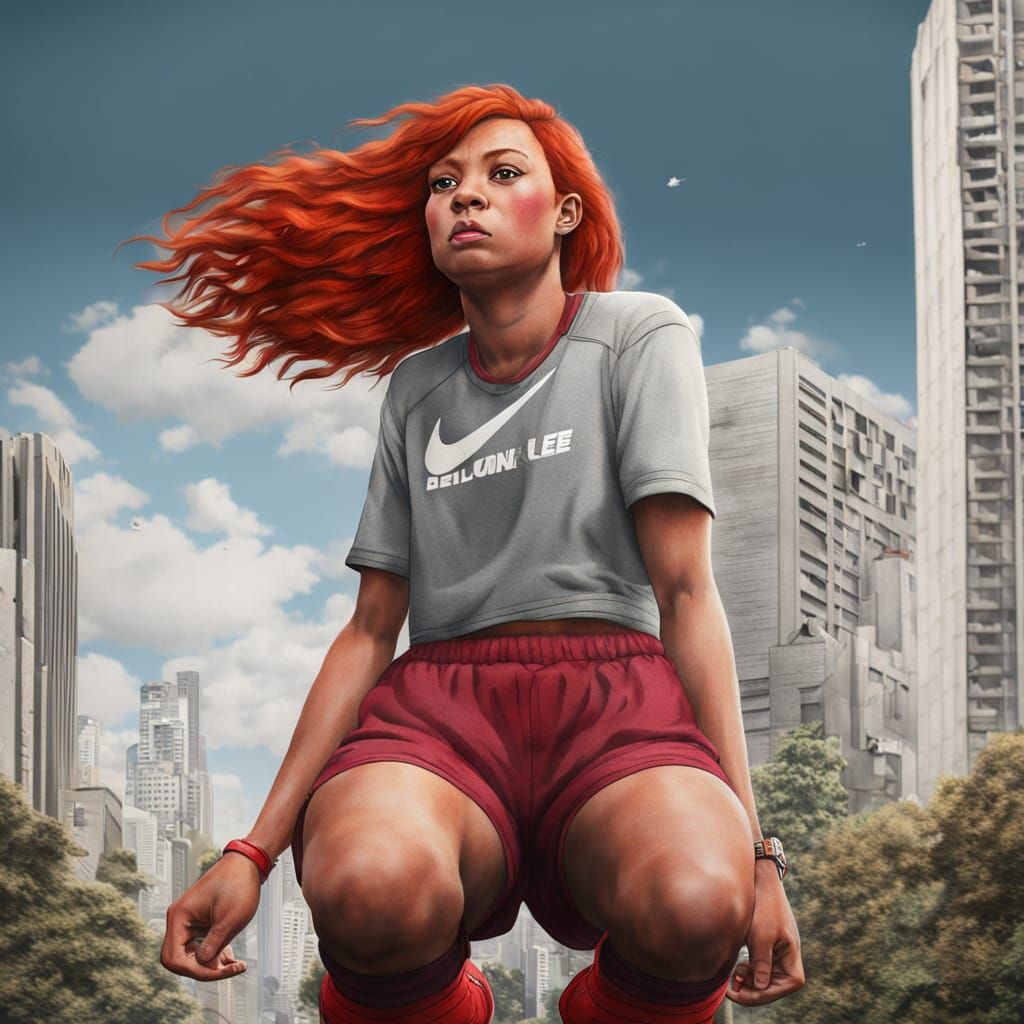 Giant Redhead in Nikes: A Colossal Fashion Statement