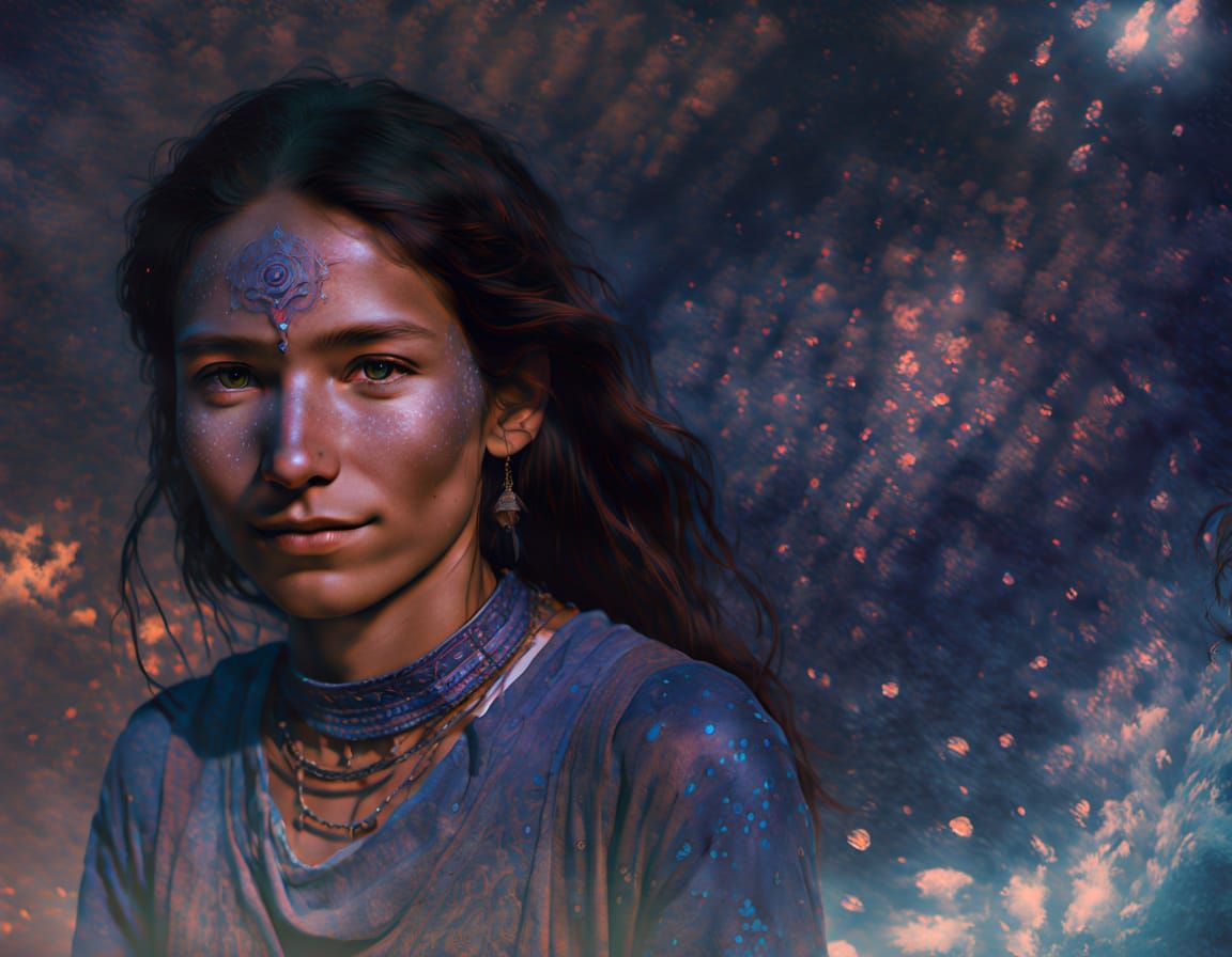 Mystical Encounter in a Vibrant Forest