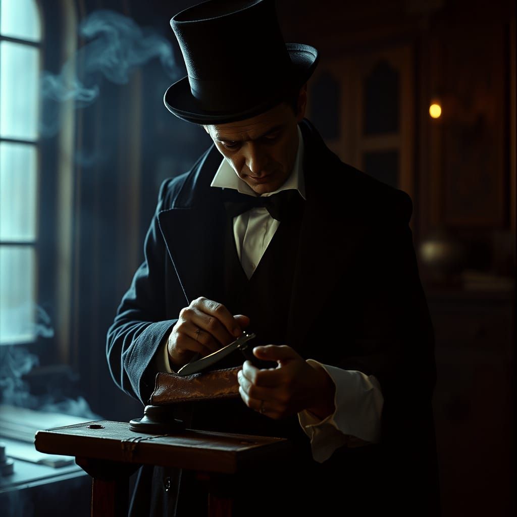 Dark Victorian Monster Strops Straight Razor in Smoky Study