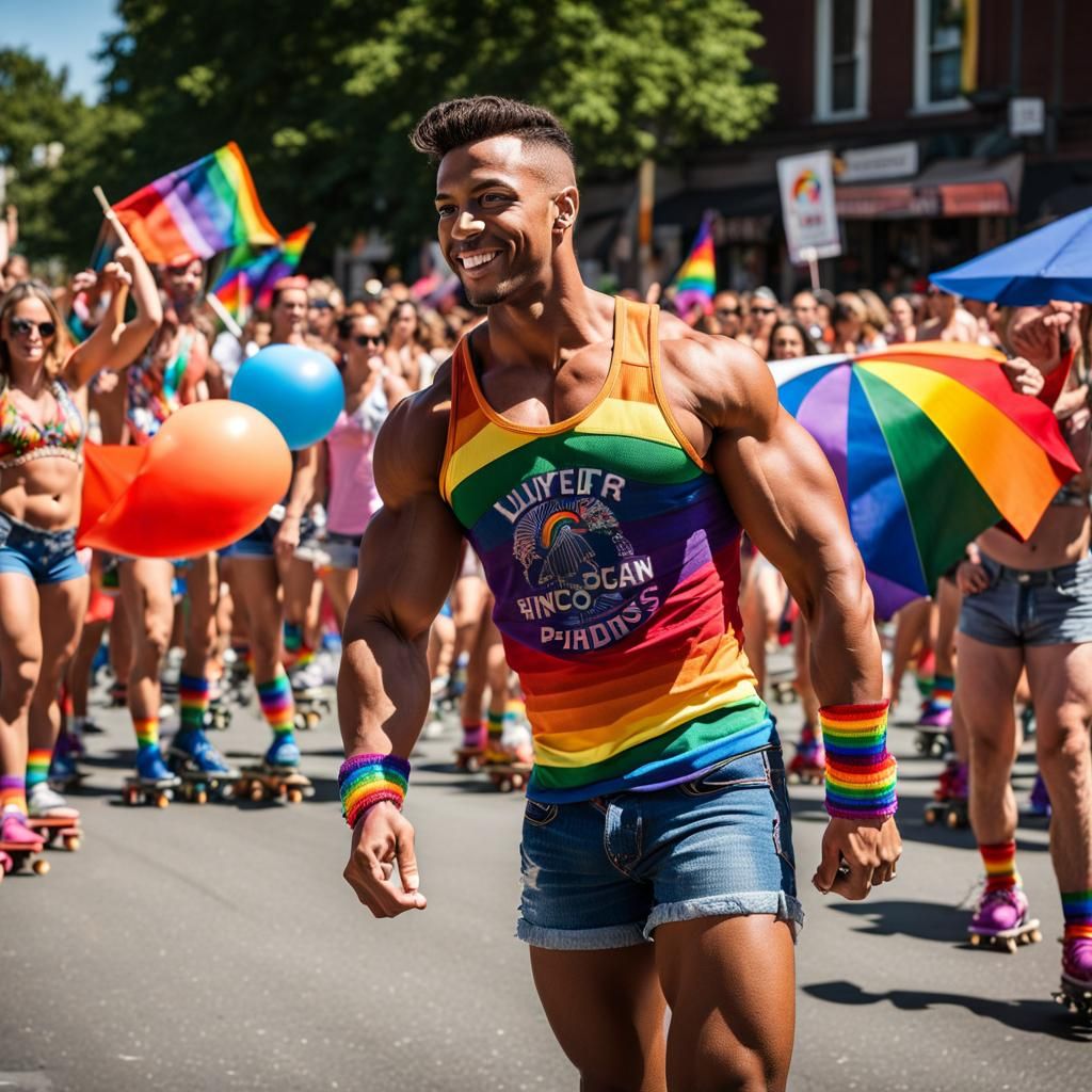 Bodybuilder Celebrates Pride with Strength and Joy