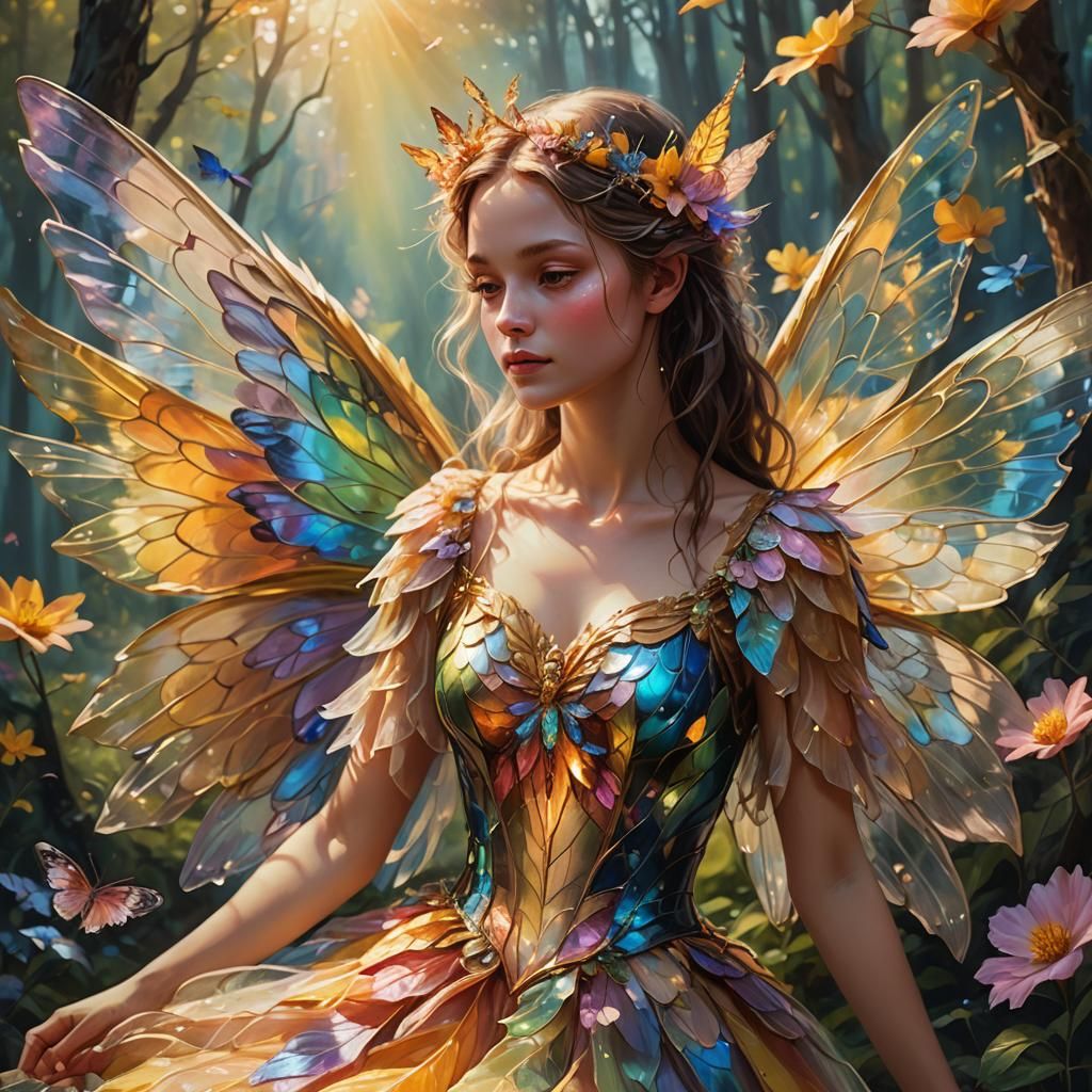 Fairy in Beautiful World: Vibrant Oil Painting