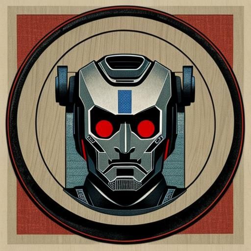 Robot in Japanese Woodblock Style