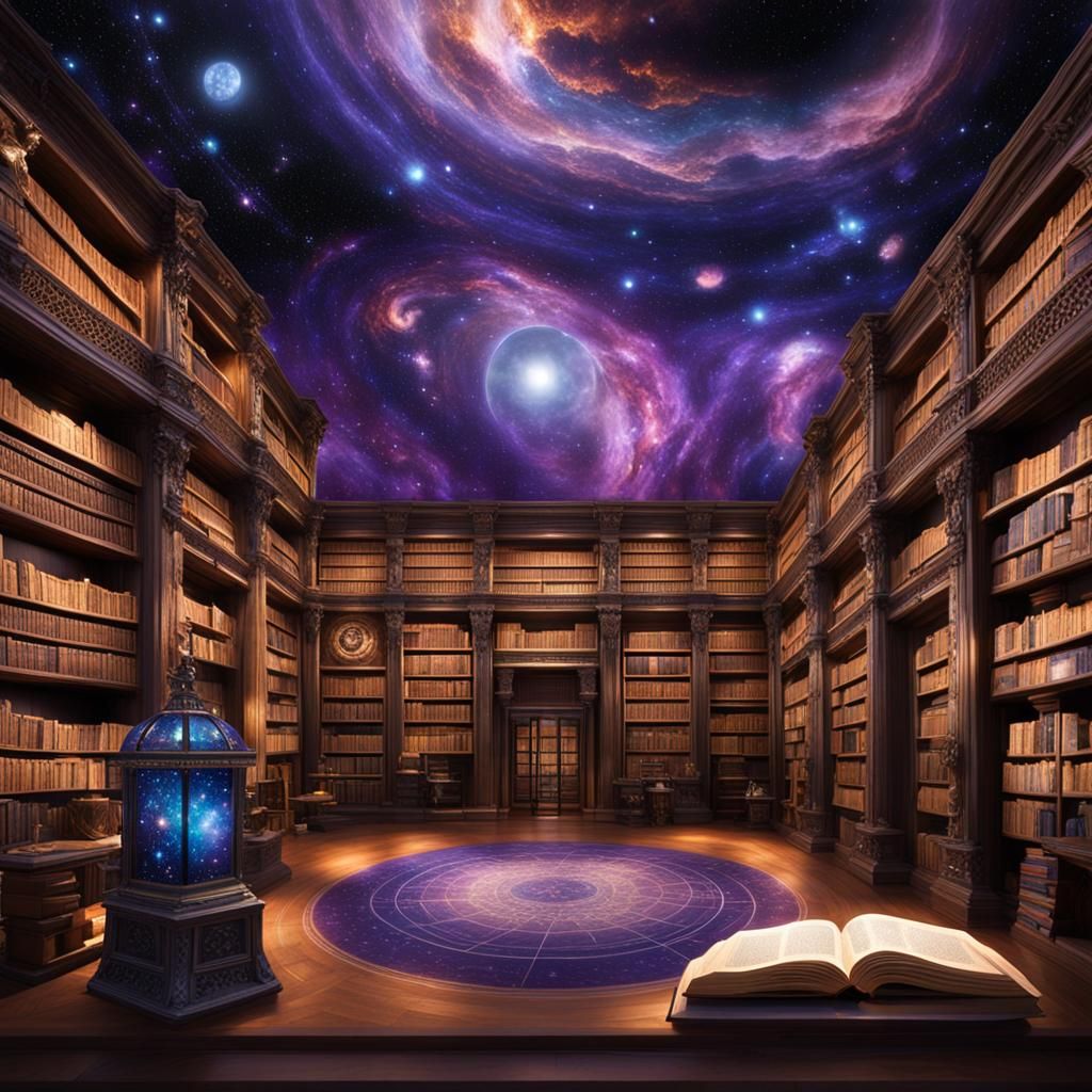 Interstellar Library: Cosmic Wisdom in Fantasy Art