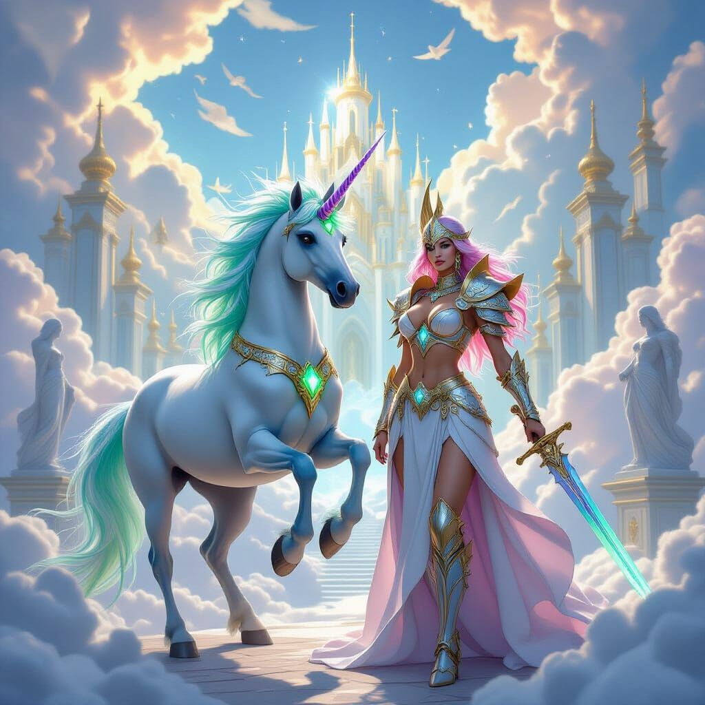Unicorn and Valkyrie in Celestial Kingdom