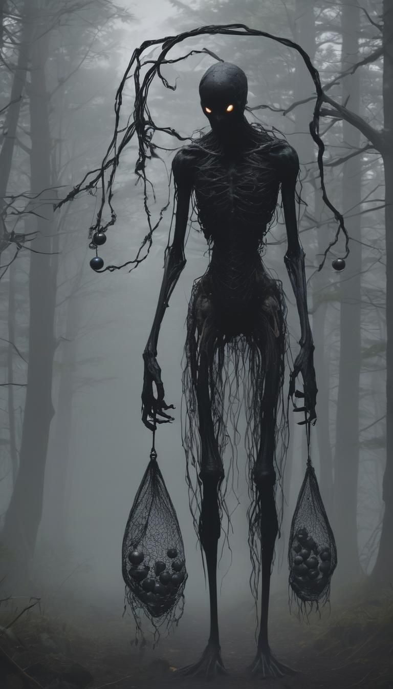Macabre Shadow Monster in Dark Forest