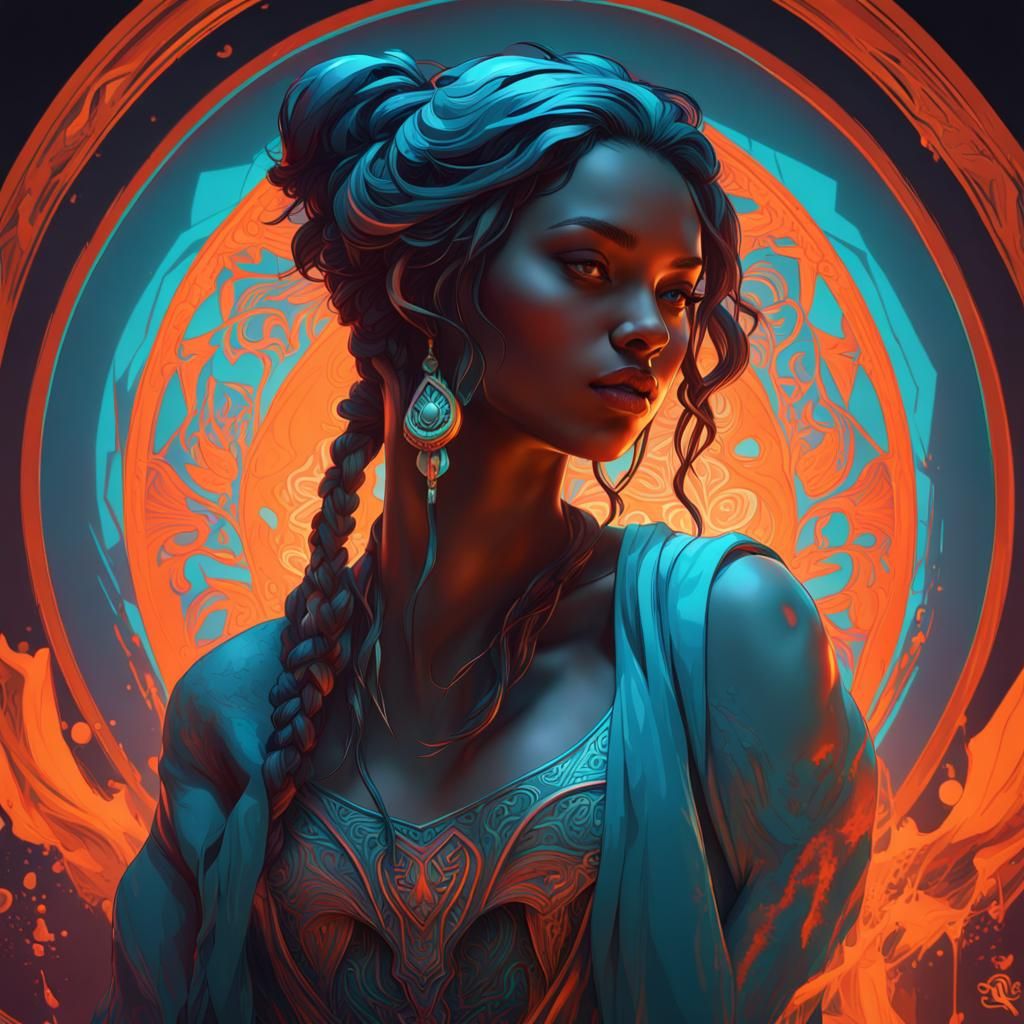 Black Light Art of Girl in 8K Resolution