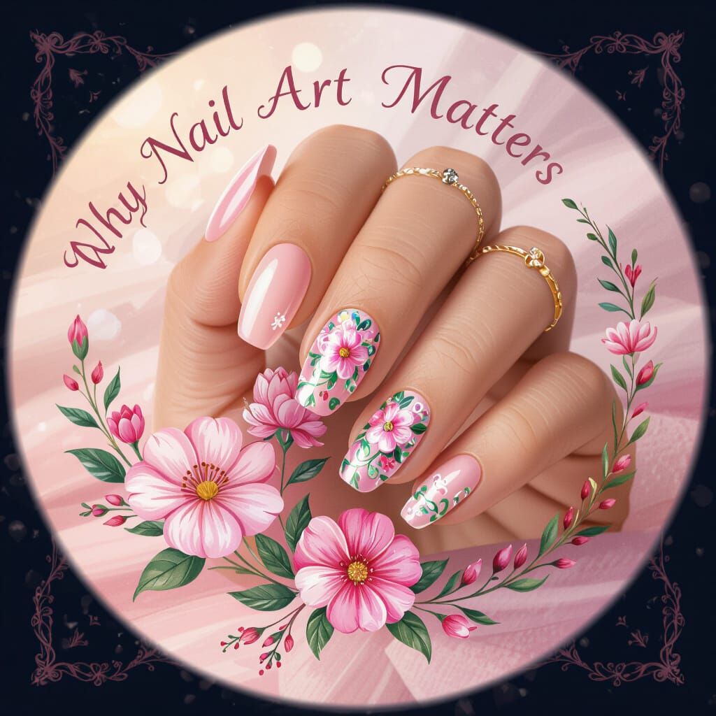 Intricate Floral Nail Art on Elegant Hand