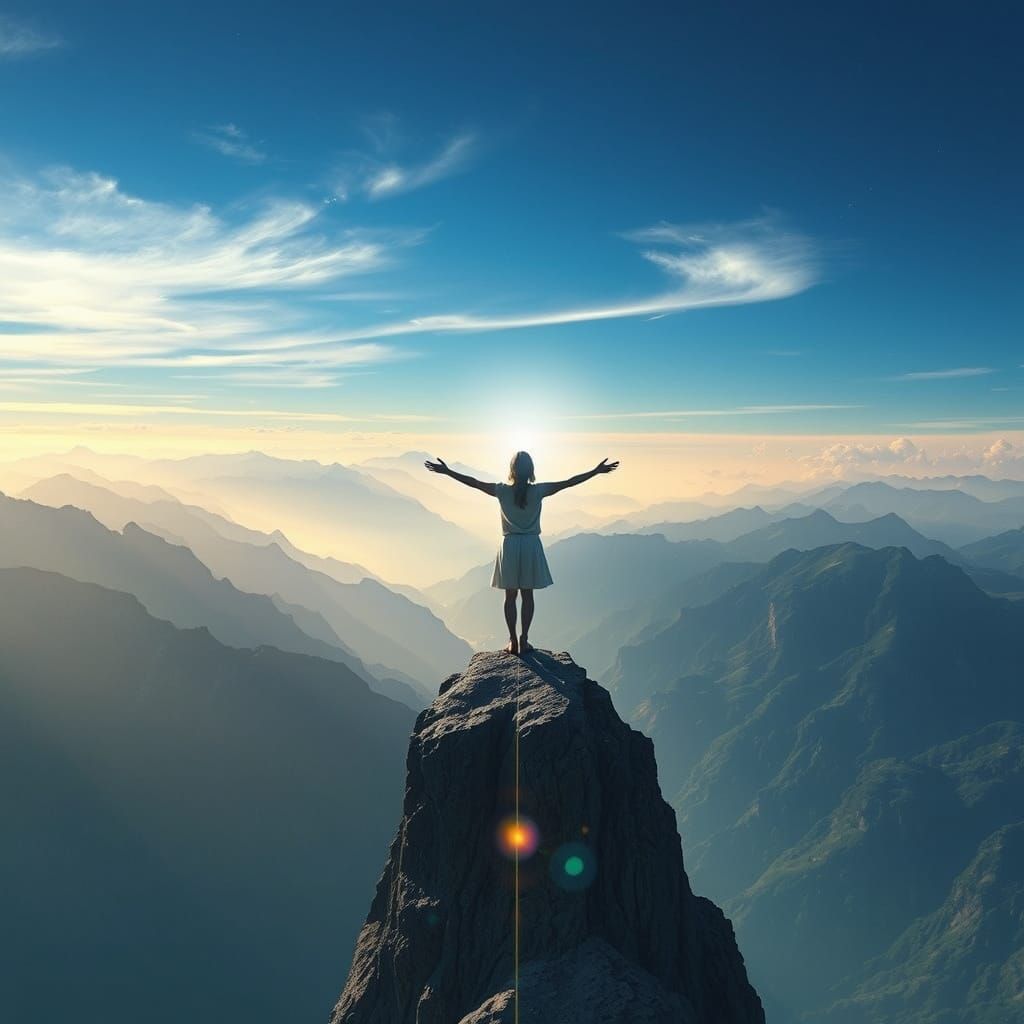 Ethereal Figure Embracing the Infinite Sky in a Sublime Drea...