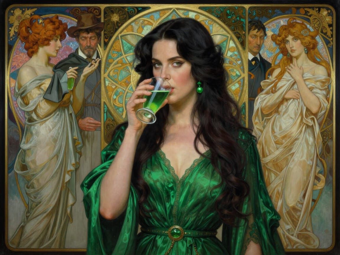 Lana Del Rey in Emerald Green with Absinthe