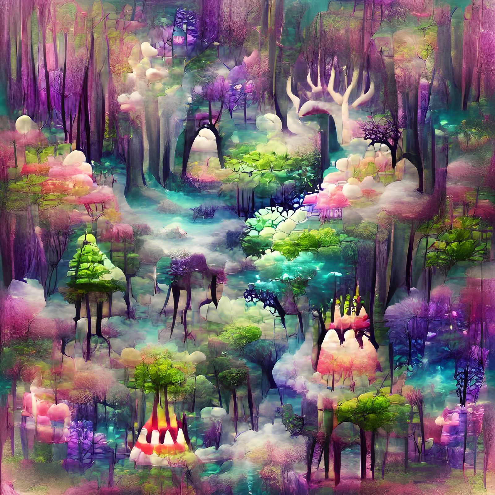 Enchanted Mystical Forest Scene