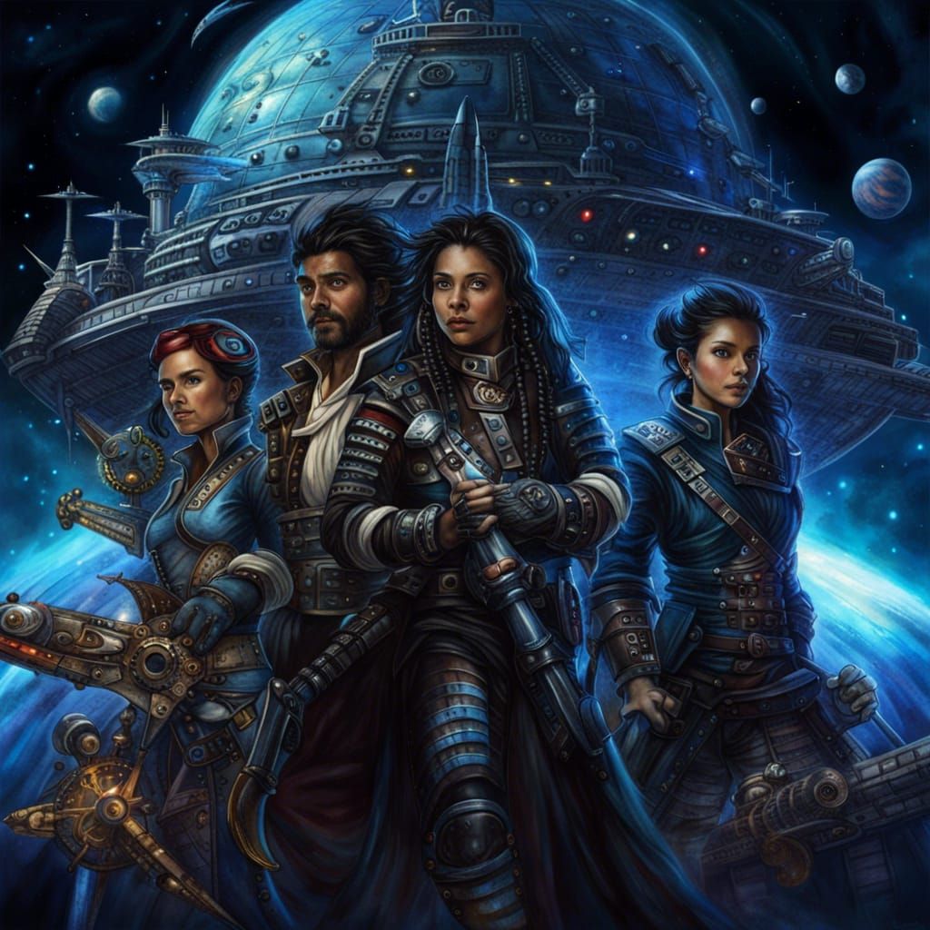 Space Pirates in Galaxy, Dark Fantasy Concept Art