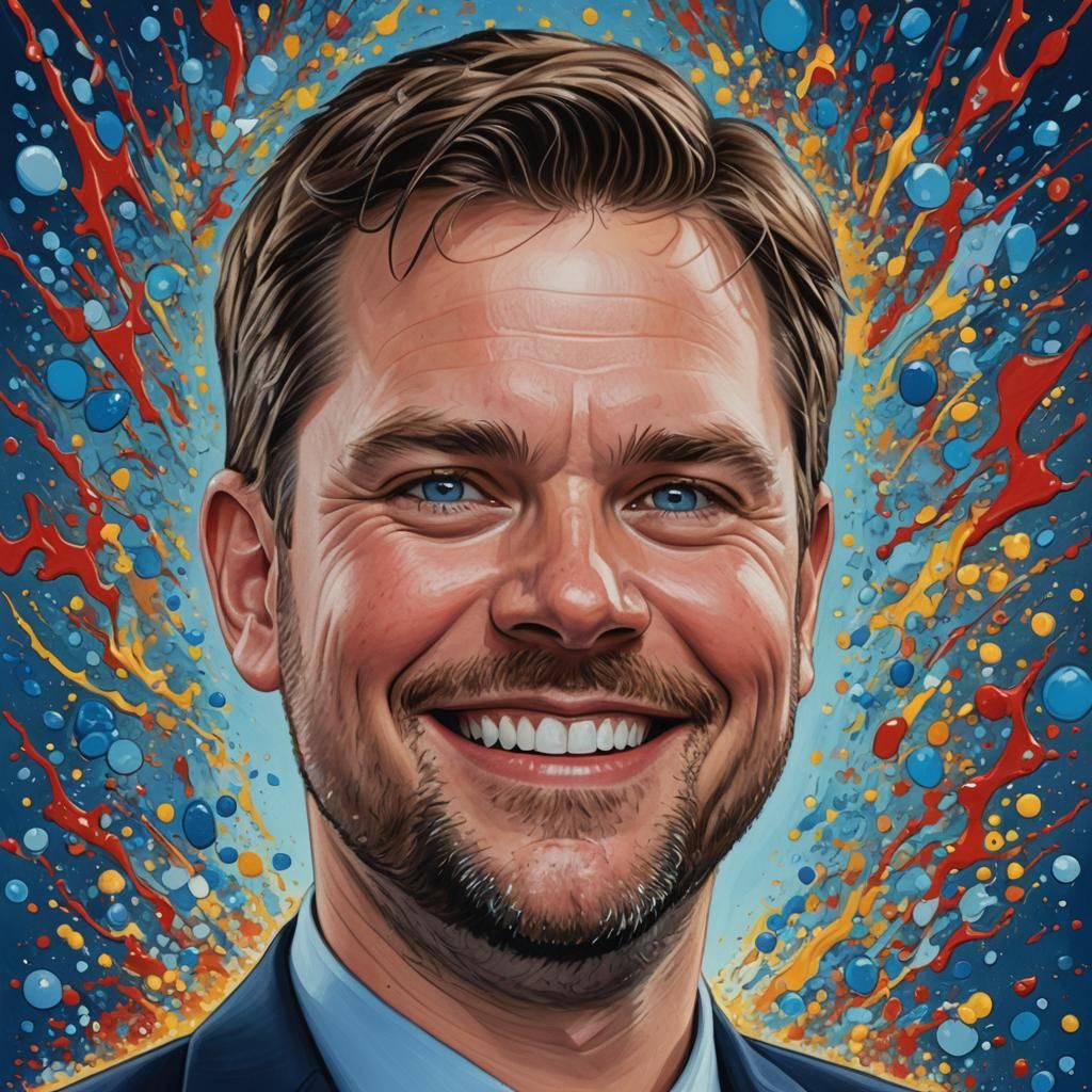 Detailed Caricature of Smiling Man with Beard