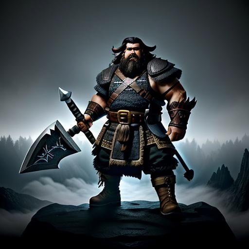 Mighty Dwarf Barbarian Scouting Misty Dungeon