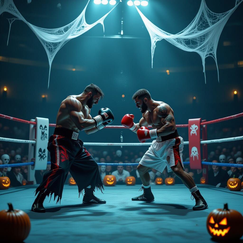 Halloween Boxing Match: Vampire vs. Zombie Fighters