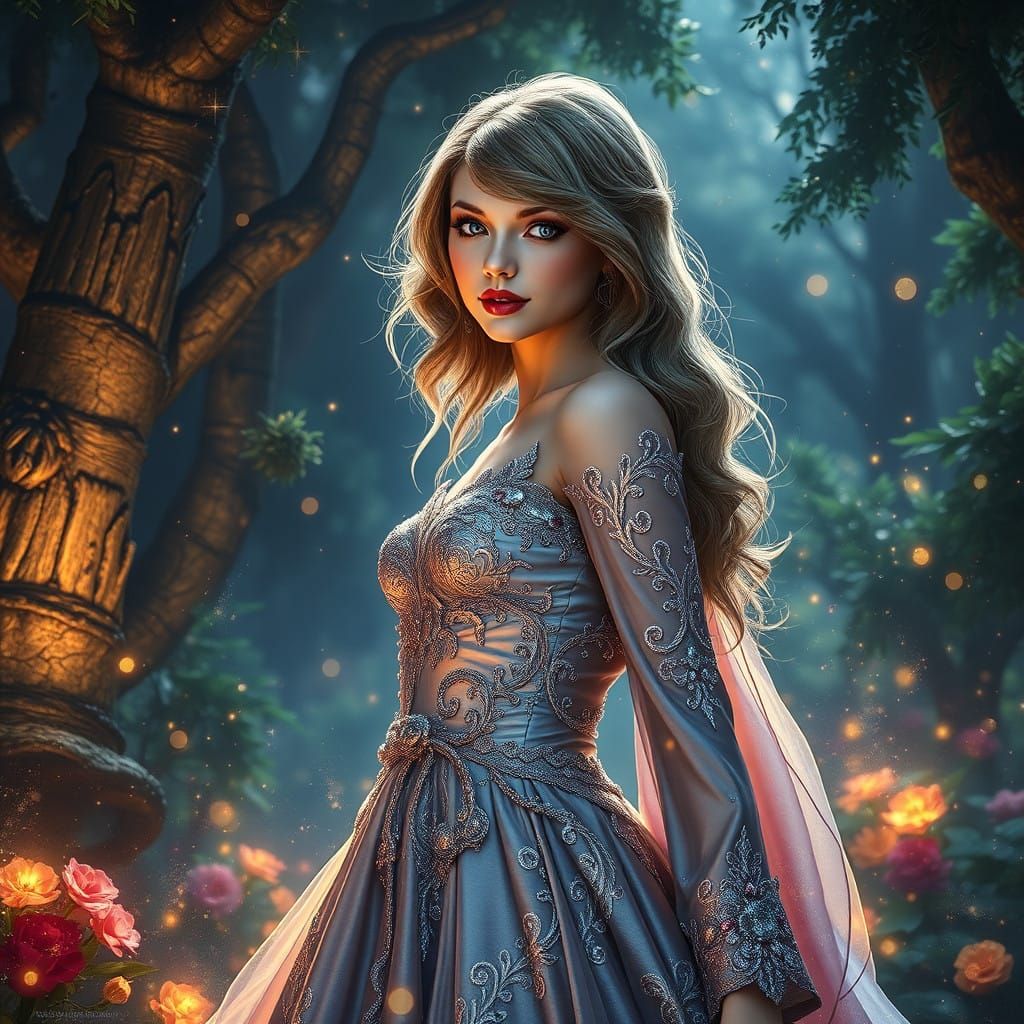 Mystical Taylor Swift in Enchanted Forest