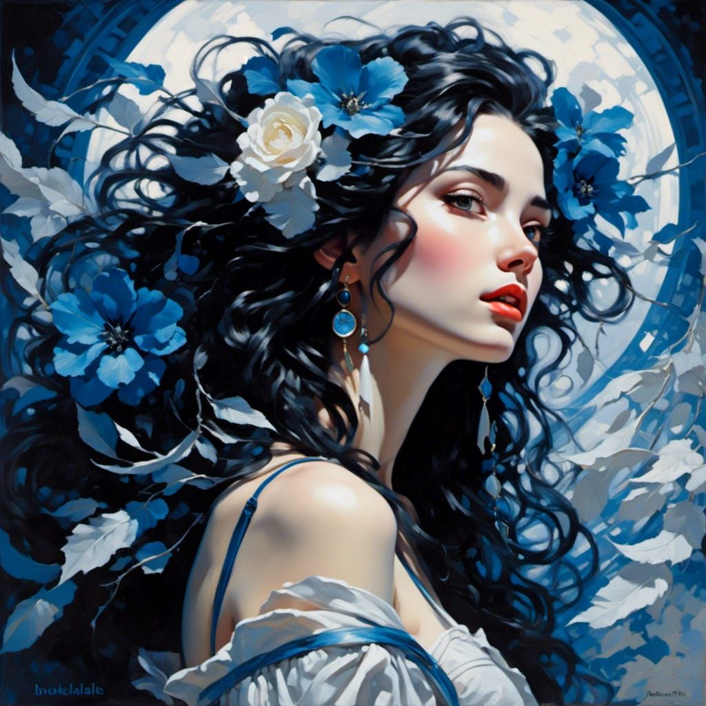 Gothic Oil Painting of a Tunisian Woman