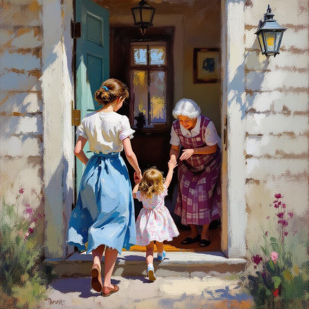 Generations Meet in Impressionist Impasto Painting