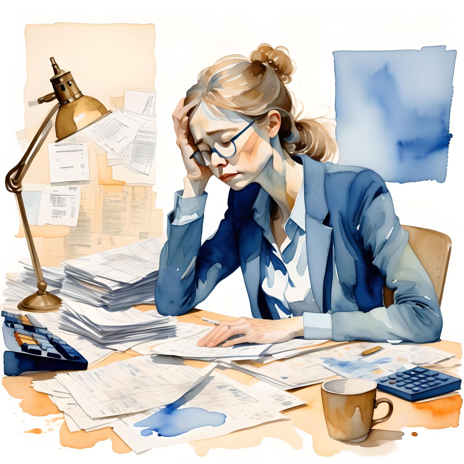 Burned Out Accountant: Tired Business Woman