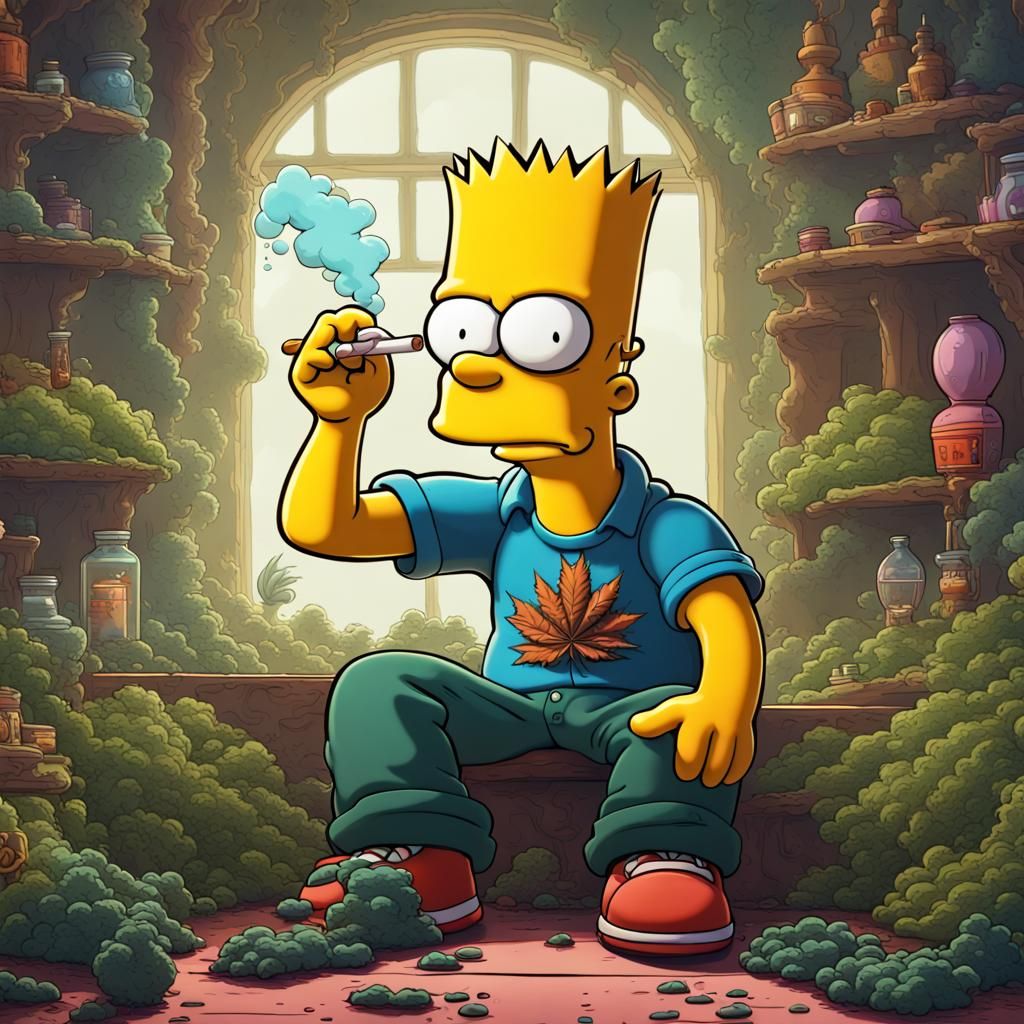 Bart Simpson Smoking Weed: Detailed Matte Painting
