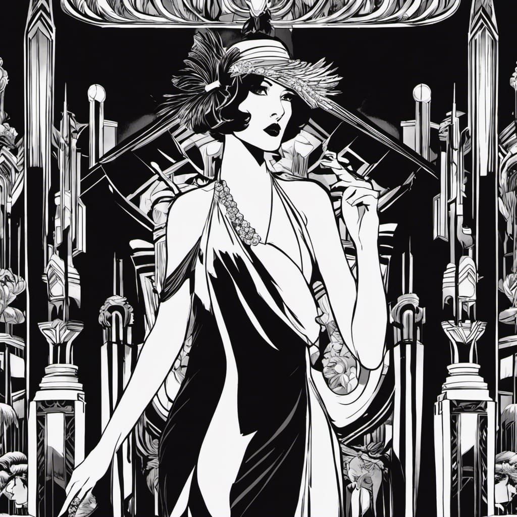 1920s Flapper Girl in Comic Book Style