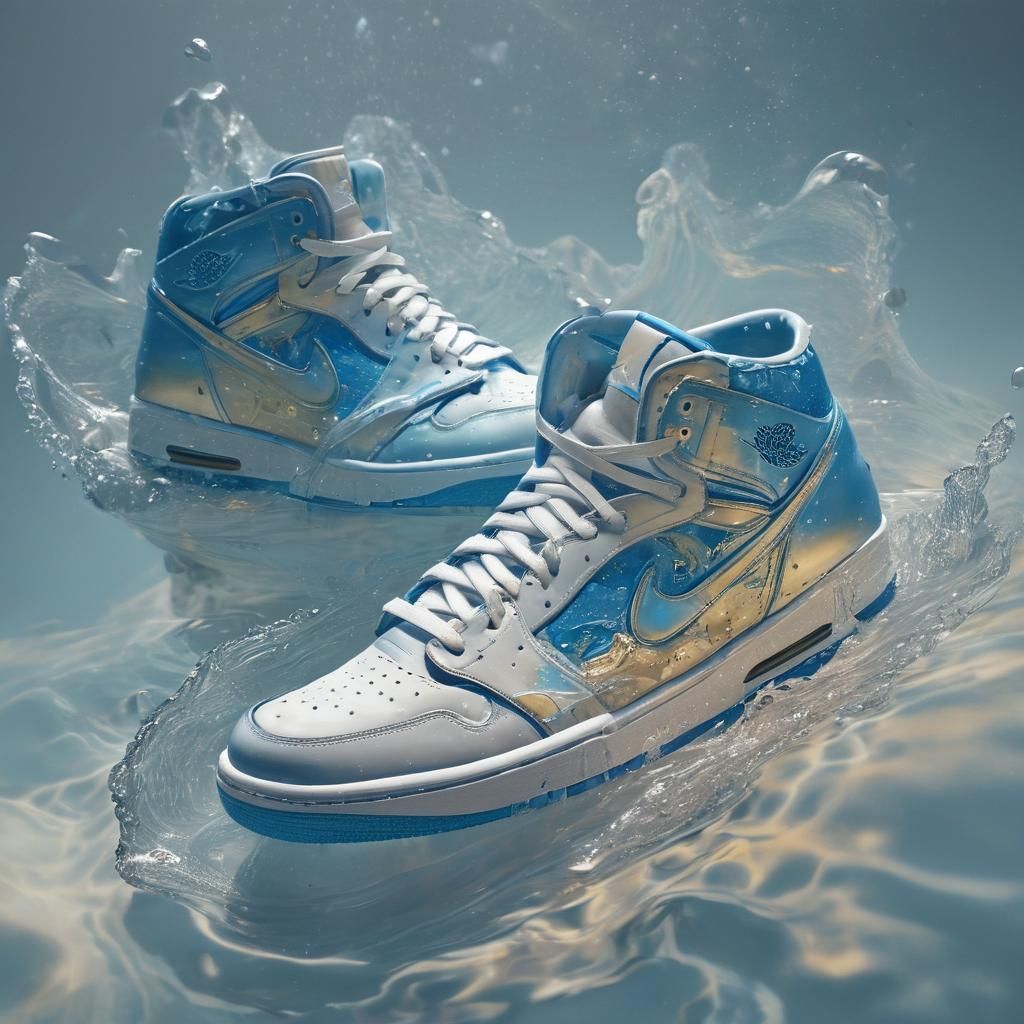 Melting Water Jordans in Space: Surreal Digital Art
